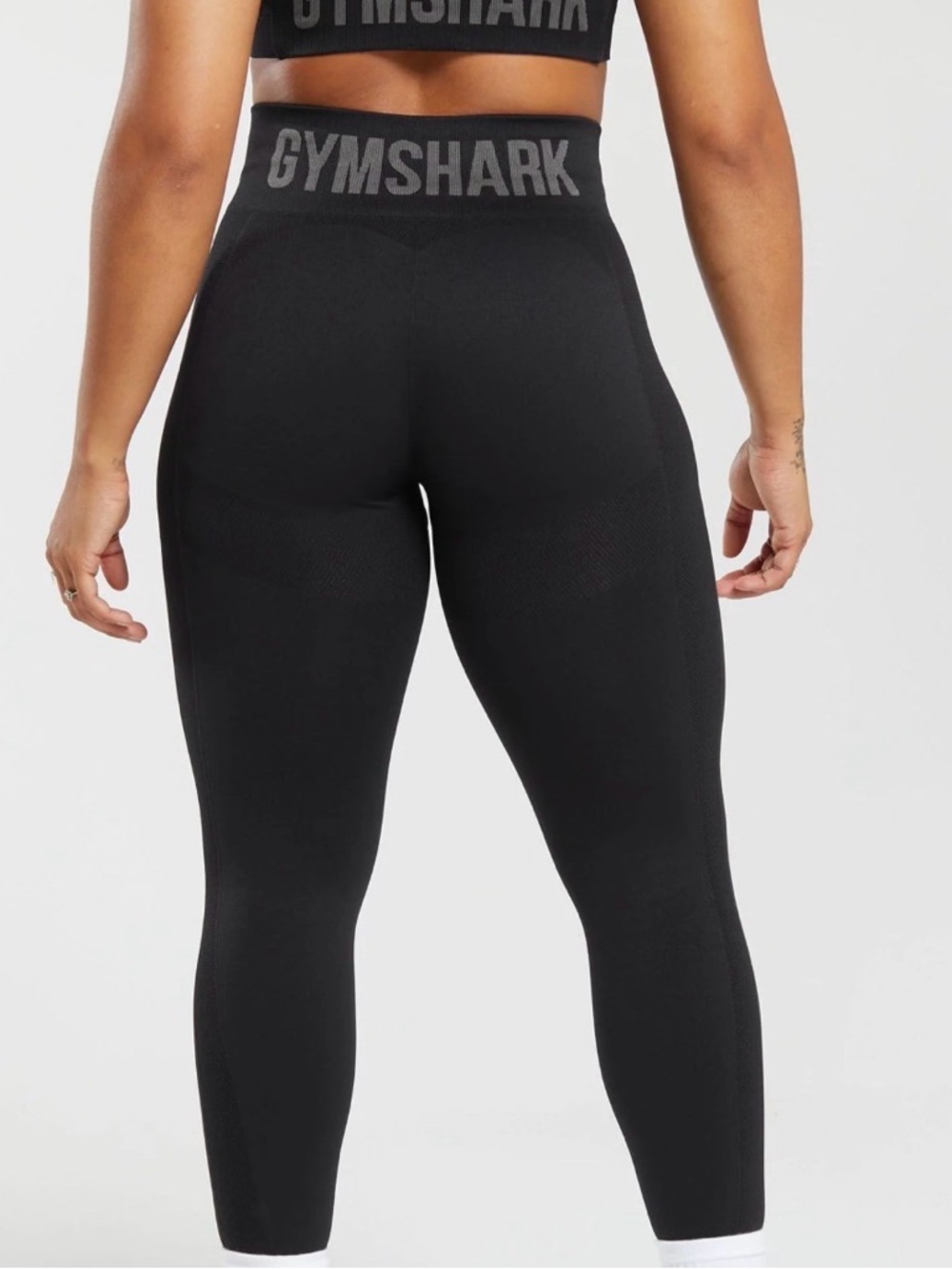 Gymshark Flex High-Waist Seamless Leggings - Black/Grey - Large